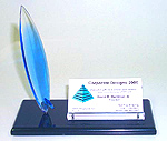 Acrylic Surfboard Business Card Holder with Black Base
